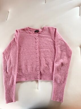 Aqua Soft Pink Button-Front Cardigan Sweater